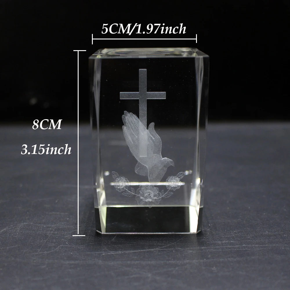 3D Laser Religious Cross Crystal Cube