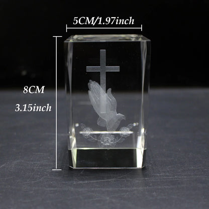 3D Laser Religious Cross Crystal Cube