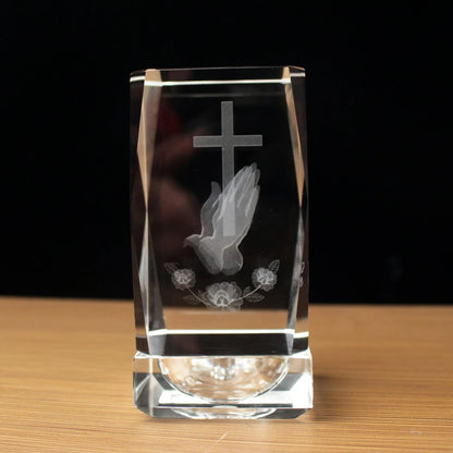 3D Laser Religious Cross Crystal Cube