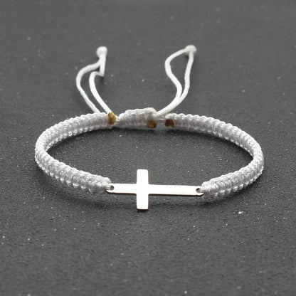 Stainless Steel Cross Braided Adjustable Bracelet