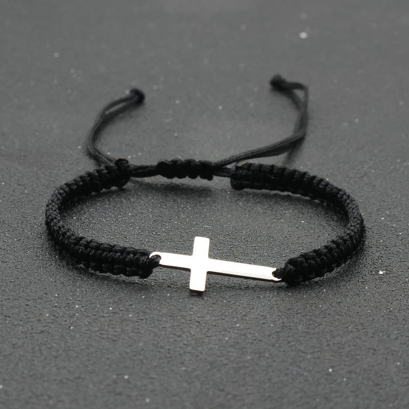Stainless Steel Cross Braided Adjustable Bracelet