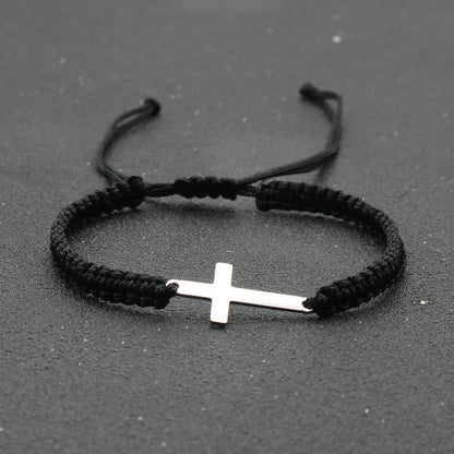 Stainless Steel Cross Braided Adjustable Bracelet