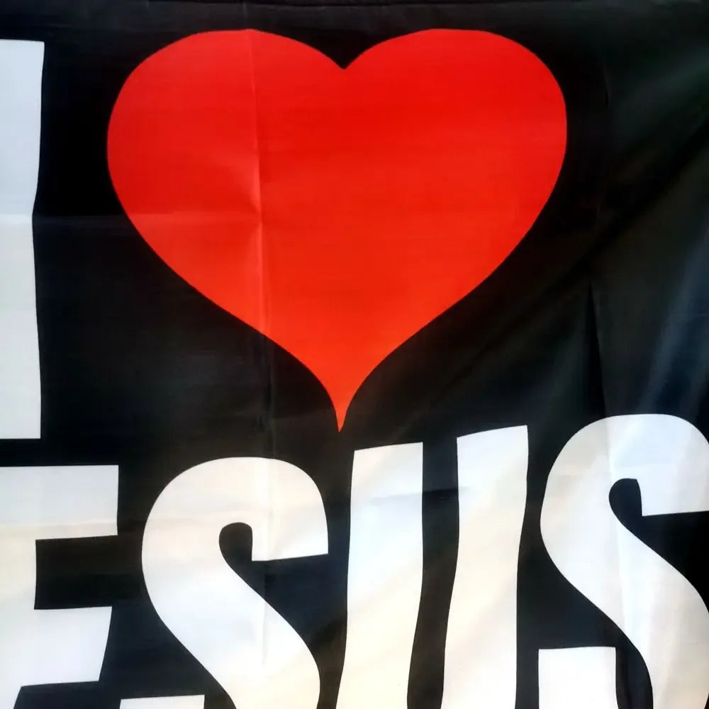 Black Polyester I Love Jesus Flag