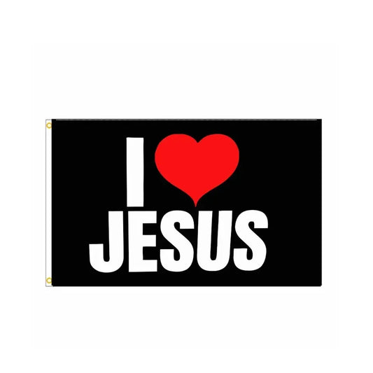 Black Polyester I Love Jesus Flag