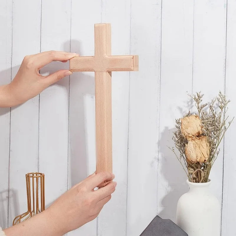 Handmade Light Wood Wall Hanging Cross