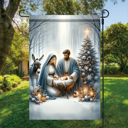 Vibrant Nativity Scene Polyester Garden Flag