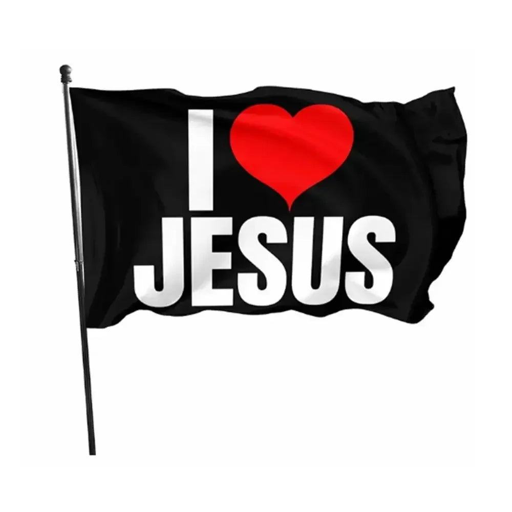 Black Polyester I Love Jesus Flag