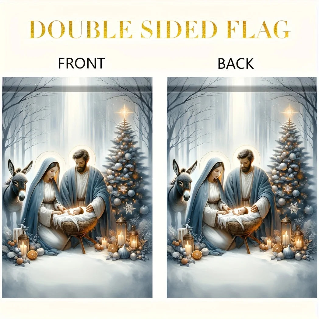 Vibrant Nativity Scene Polyester Garden Flag