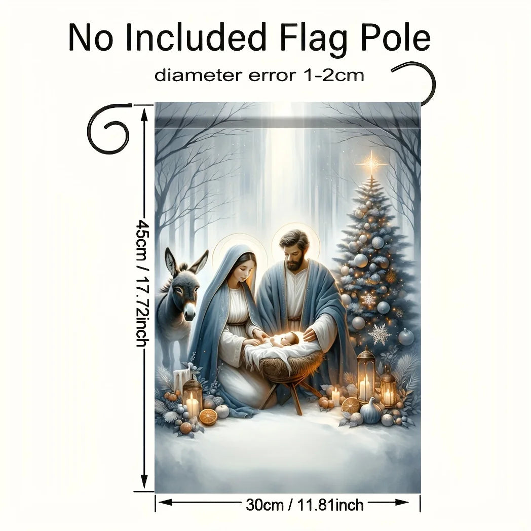 Vibrant Nativity Scene Polyester Garden Flag