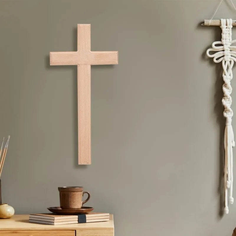 Handmade Light Wood Wall Hanging Cross